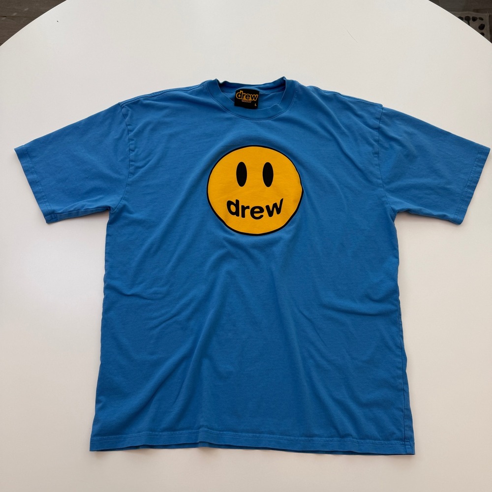 Drew‎ House Mascot Smiley Face T-Shirt Blue Size L Justin Bieber Streetwear